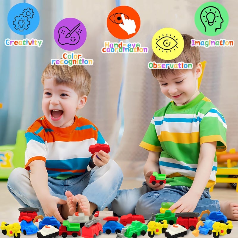 Satomoto 40 pcs Truck Erasers for Kids Classroom Prizes,Truck Eraser Puzzle 3D Take Apart Car Pencil Erasers for Class Treasure Box,Game Rewards,Party Favors,Easter Egg Stuffers - Image 5